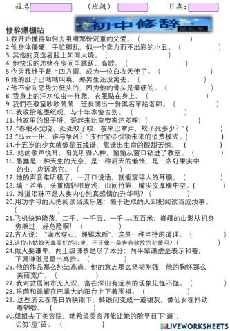 初中  修辞爆棚站（2）