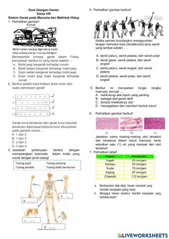 PH Sistem gerak pada benda dan makhluk hidup