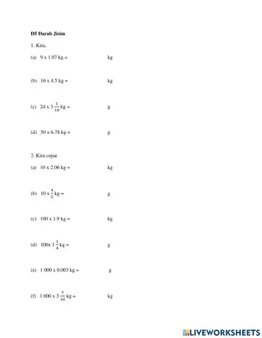 Matematik Tahun 5 : Darab Jisim