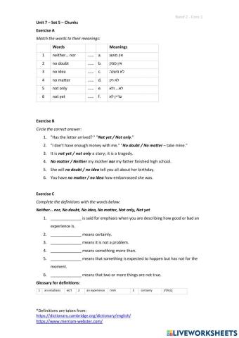 Band 2 (Core 1) - Unit 7 - Set 5