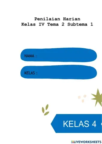 Ulangan Harian Kelas 4 Tema 2 Subtema 1