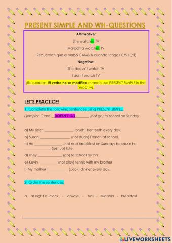 Present simple (affirmative and negative)