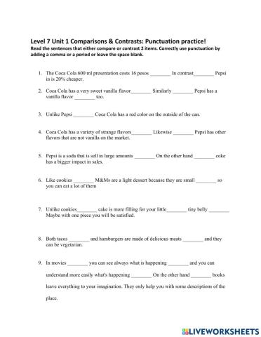 Level 7 Unit 1 Punctuation practice