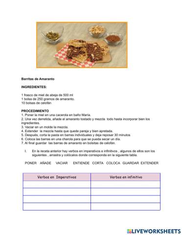 Verbos en infinitivo e imperativo