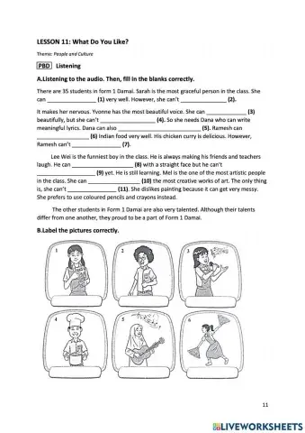 F1 Lesson 11: What Do You Like (Listening)