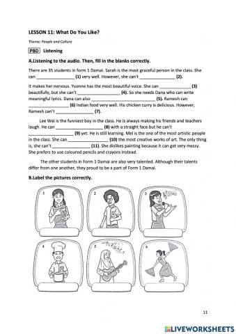 F1 Lesson 11: What Do You Like (Listening)