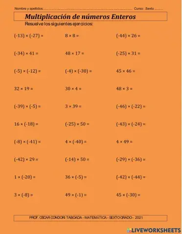 Multiplicación de números enteros