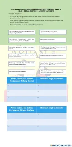 LKPD Peran Indonesia dalam Kerjasama ASEAN bidang Sosial Budaya