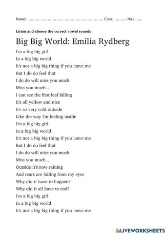 Big Big World: Pronunciation