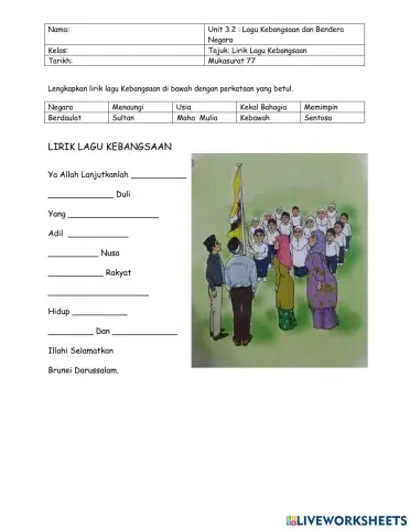 Lirik Lagu Kebangsaan