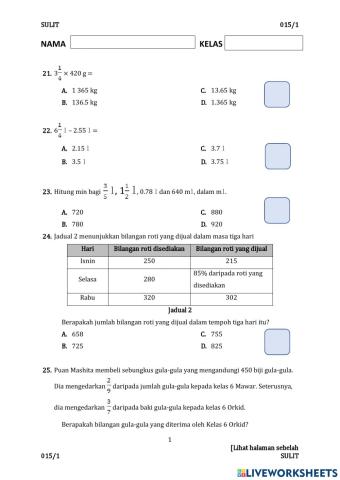 Ppt kertas 1 matematik tahun 6 bahagian 2