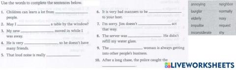 Vocabulary Worksheet 3 - Part 2