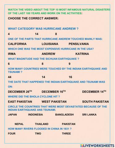 Part 2 video about natural disasters