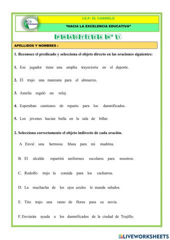 Objeto directo e indirecto