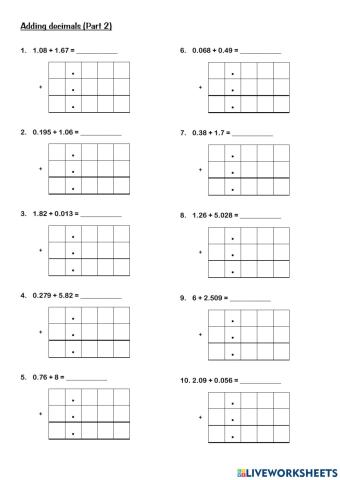Addition of Decimals