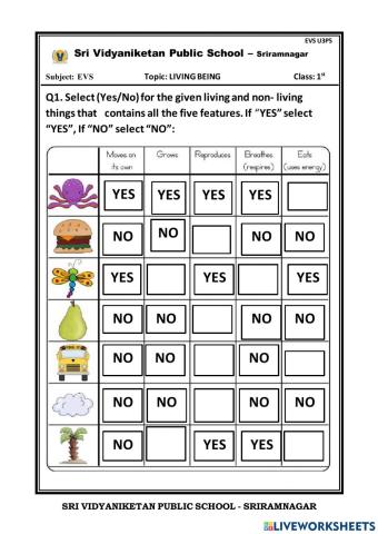 Living and non living thing