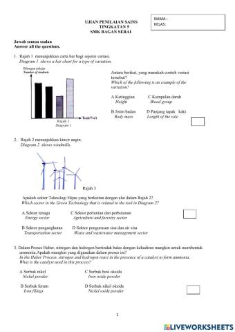 UJIAN PENILAIAN SAINS TINGKATAN 5