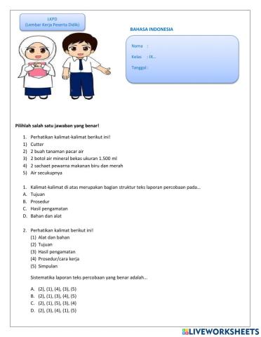 Melaporkan Percobaan 1