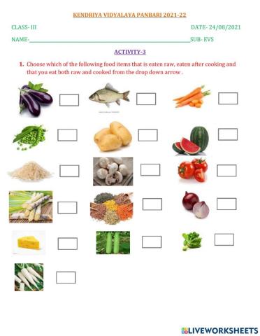 Food Items Eaten raw, cooked, both raw and cooked