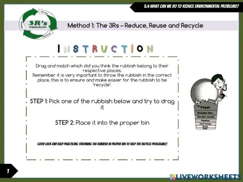 RECYCLE BIN WORKSHEET EXERCISE SS7