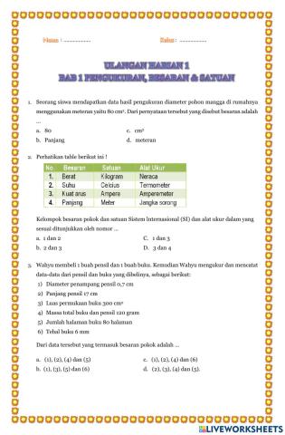 Uh 1 bab 1 Pengukuran, Besaran & Satuan