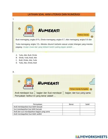Latihan Soal AKM Literasi dan Numerasi