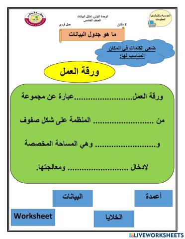ماهو جدول البيانات؟