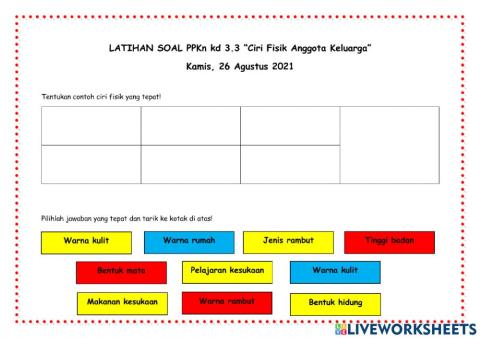 Latihan Soal Ciri Fisik