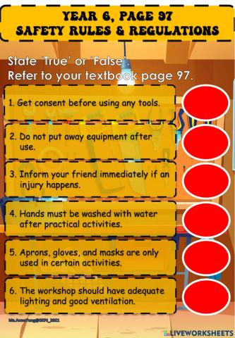 English Year 6 - Unit 10 Be Aware, Take Care! - Reading Comprehension Exercise