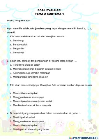 Evaluasi Tema 2 Subtema 1