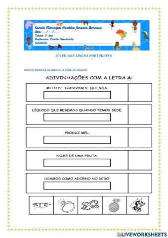 Adivinhas com vogais