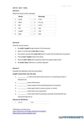 Band 2 (Core 1) - Unit 13 - Set 3