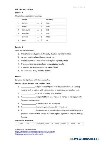 Band 2 (Core 1) - Unit 14 - Set 1
