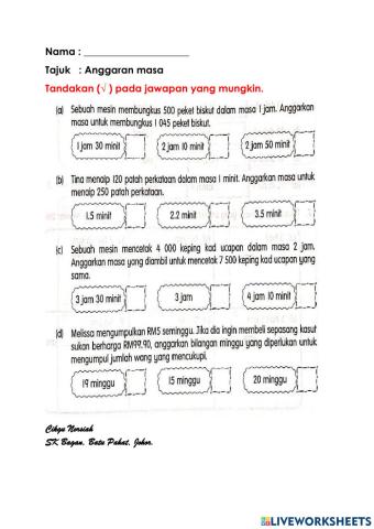 Matematik tahun 4 masa dan waktu