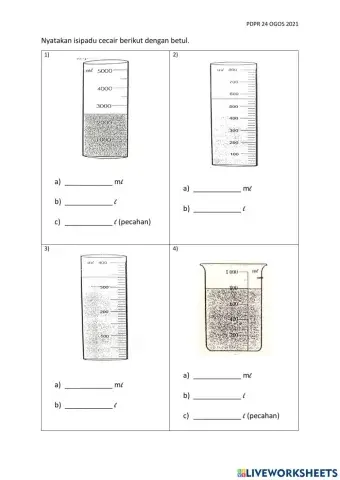 Membaca sukatan isipadu cecair