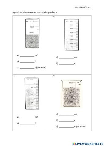 Membaca sukatan isipadu cecair