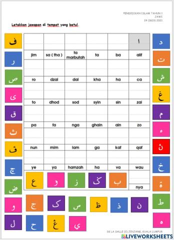 Jawi tahun 1 - huruf hijaiyah