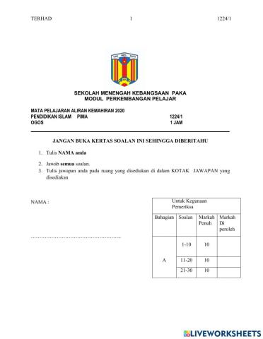 Mpp pendidikan islam pima ting 4