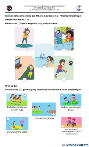 Bahasa Indonesia dan PPKn Tema 2 Subtema 1
