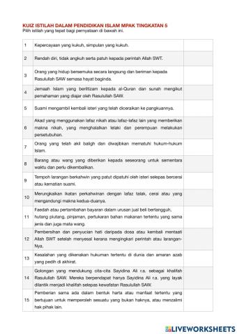 Kuiz istilah pendidikan islam mpak