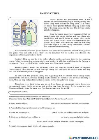 Reading Comprehension: Plastic Bottles