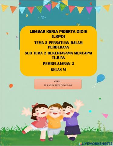 LKPD Tema 2 Sub Tema 2 Pembelajaran 2