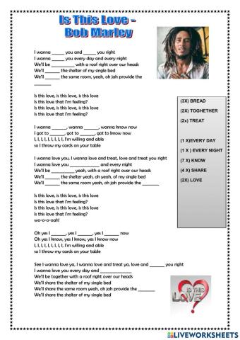Song: Is this Love (Bob Marley)