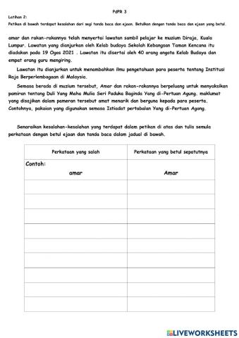 Latihan 2 : Kesalahan Tanda Baca dan Imbuhan