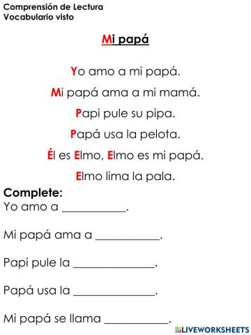 Comprensión lectura: M-S-P-L