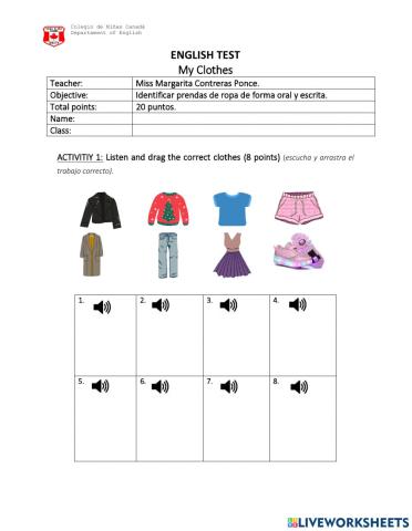 Test unit 3 3rd grade