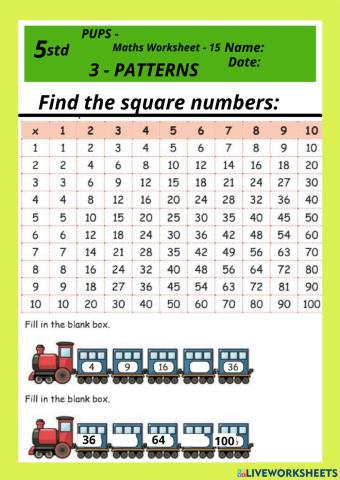 Maths - Patterns -  Square numbers