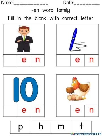 En word family (Fill in the blank with correct letter)-2