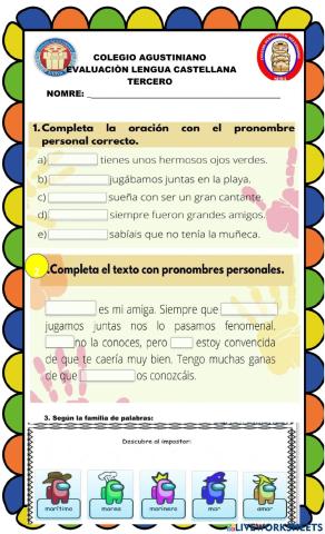 Evaluaciòn lengua tercero