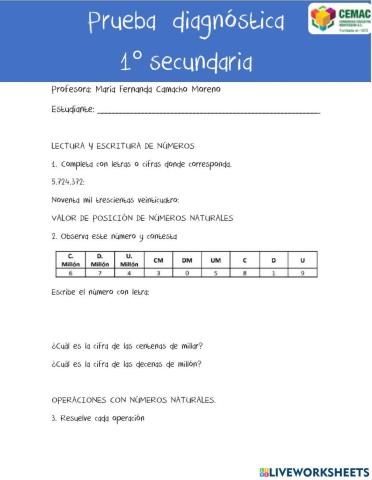 Prueba diagnóstica